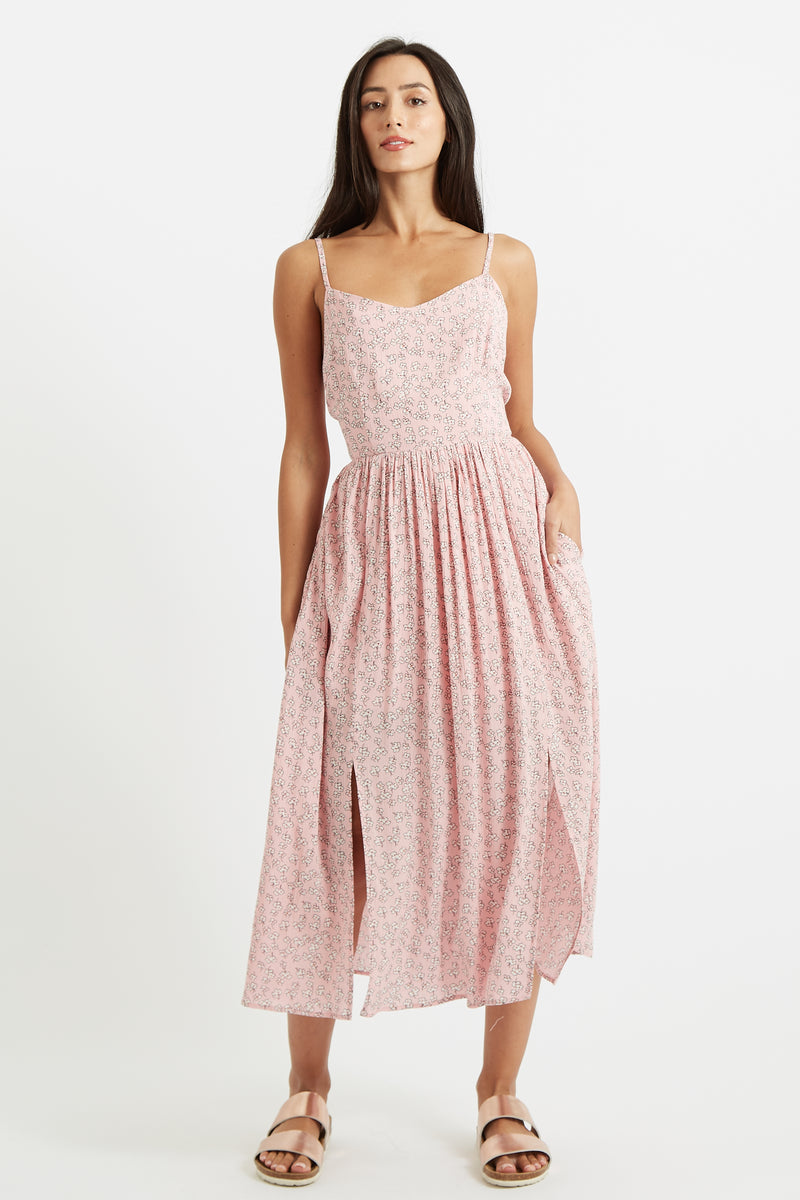 Rialto Lucky Flower Cut Out Back Midi Dress - Front