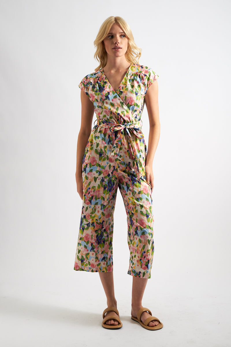 Sidra Summer Dream Print Crop Jumpsuit - Front
