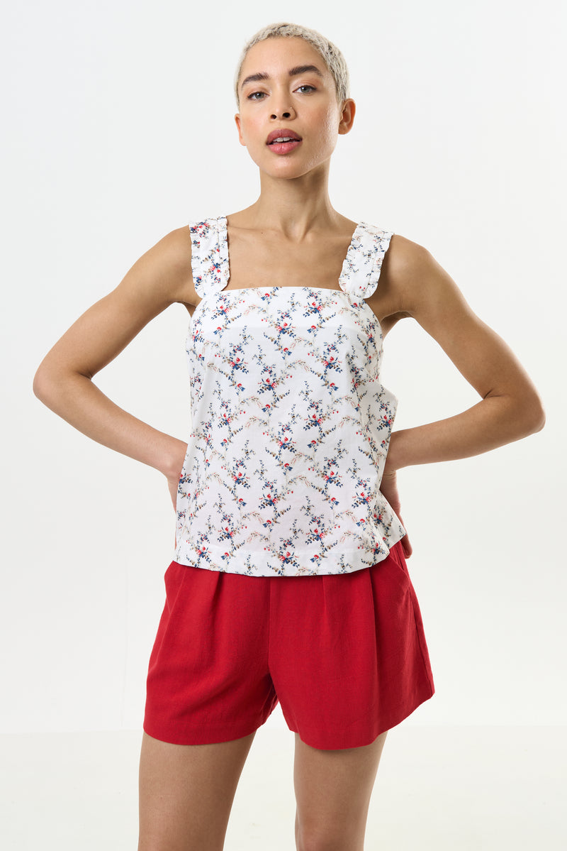Siena Regency Print Strappy Tie Back Top - Front