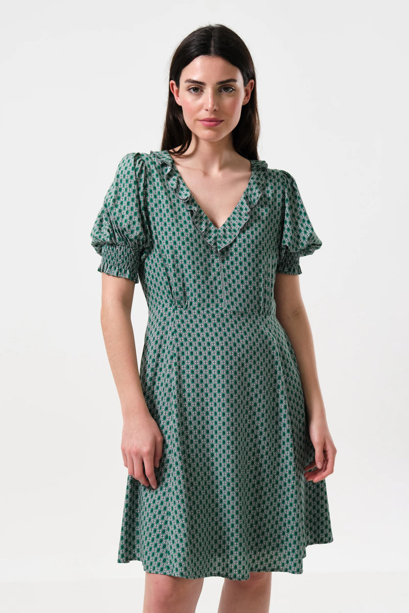 Solyne Flower Tile Print Mini Dress - Front