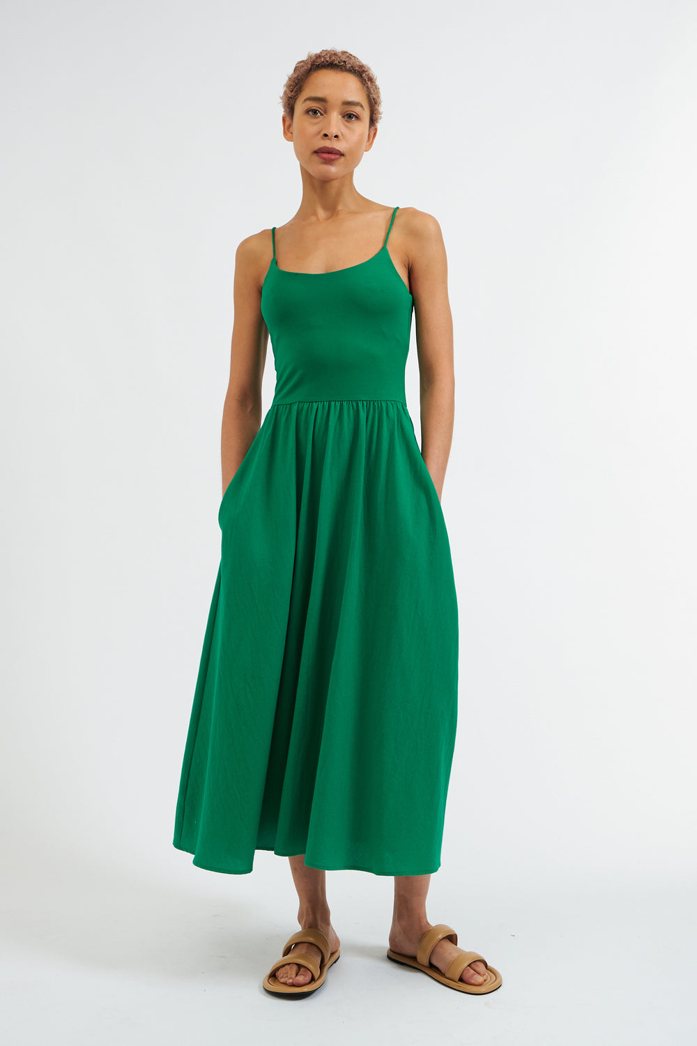 Louche London Dresses - Midi, Mini & Maxi Styles 1 Green Recycled Cotton Skirt Midaxi Dress