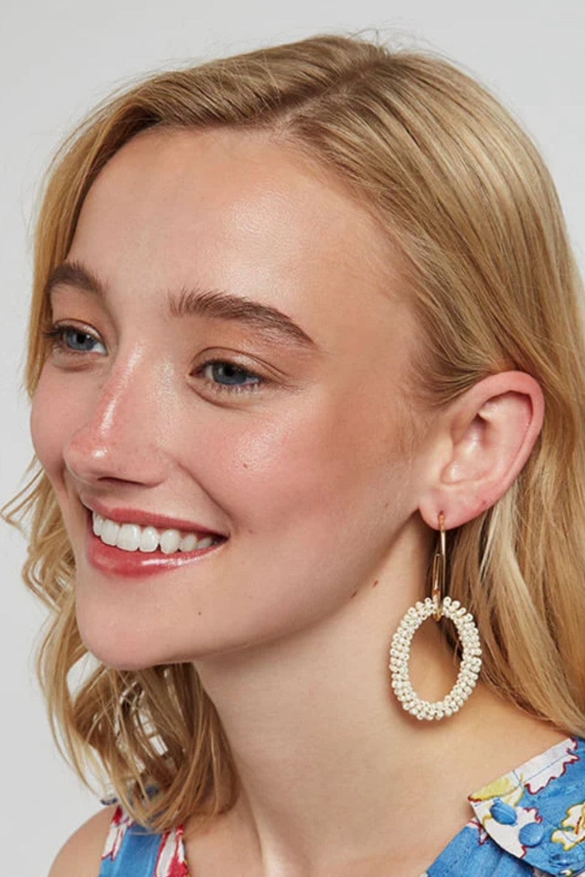 Silas Pearl Double Hoop Earring