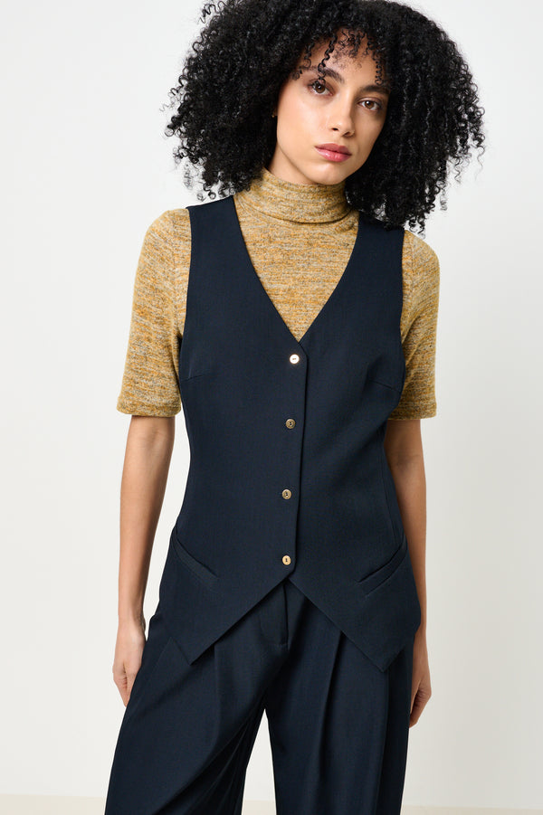 Tate Longline Tailored Waistcoat - Navy