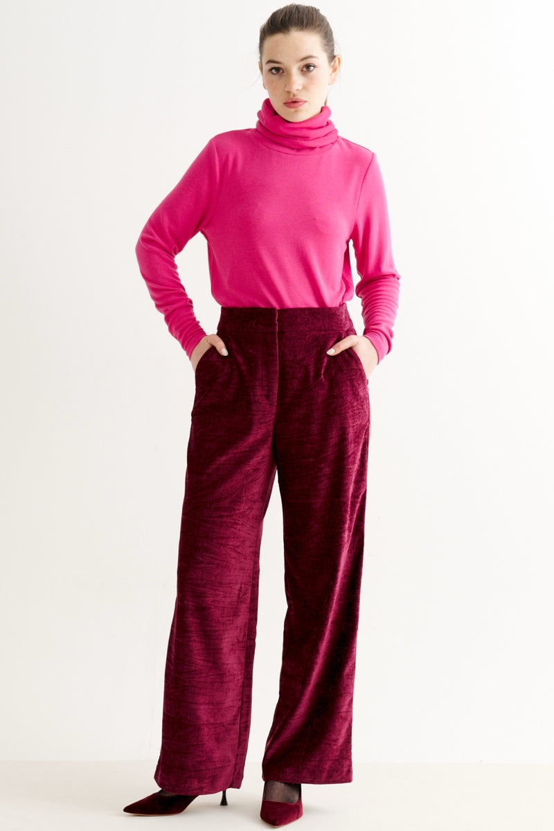 Tilde Matte Velvet Trousers - Wine