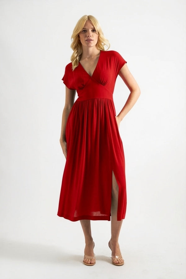 loose dress with pockets uk Linen Loose Maxi Dress With Pockets In Dark Blue by Nikka Place