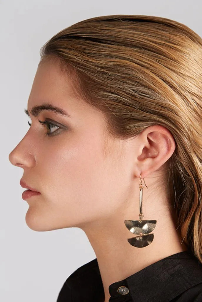Erin Roman Gold Drop Earrings - Front