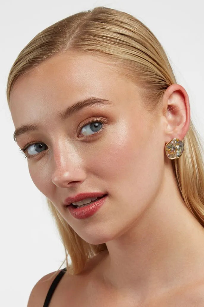 Perida Inlayed Stud Earrings in Multi - Front