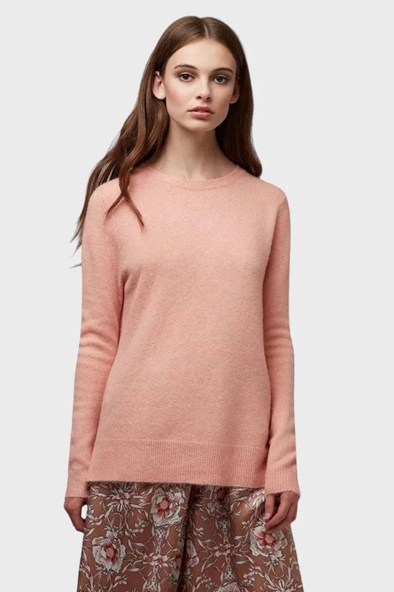 Morgane Knit Step Hem Jumper in Blush - Front