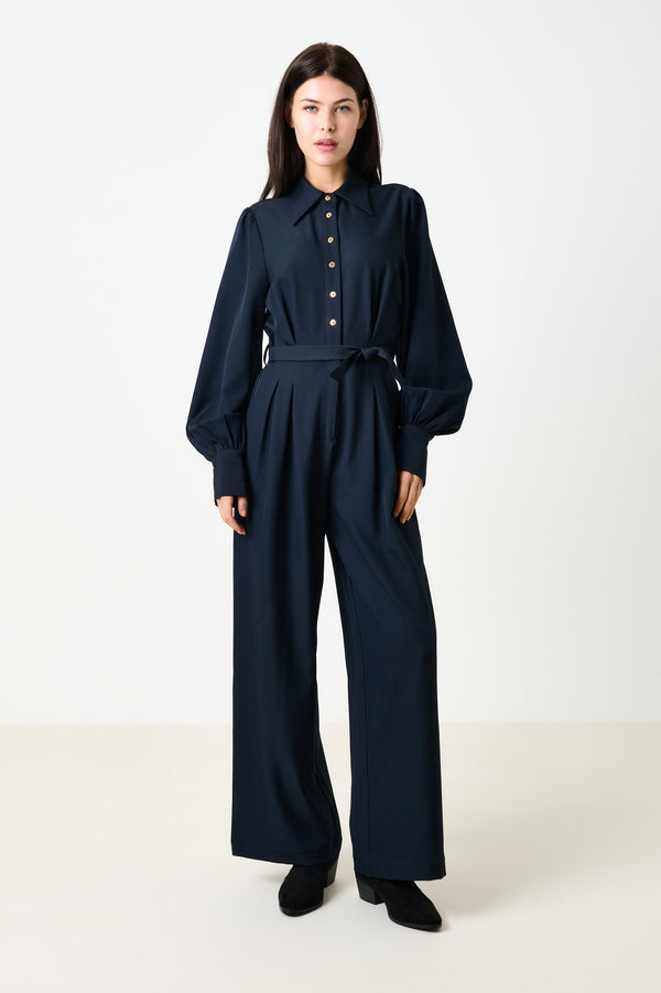 Yves Long Sleeve Jumpsuit - Dark Navy