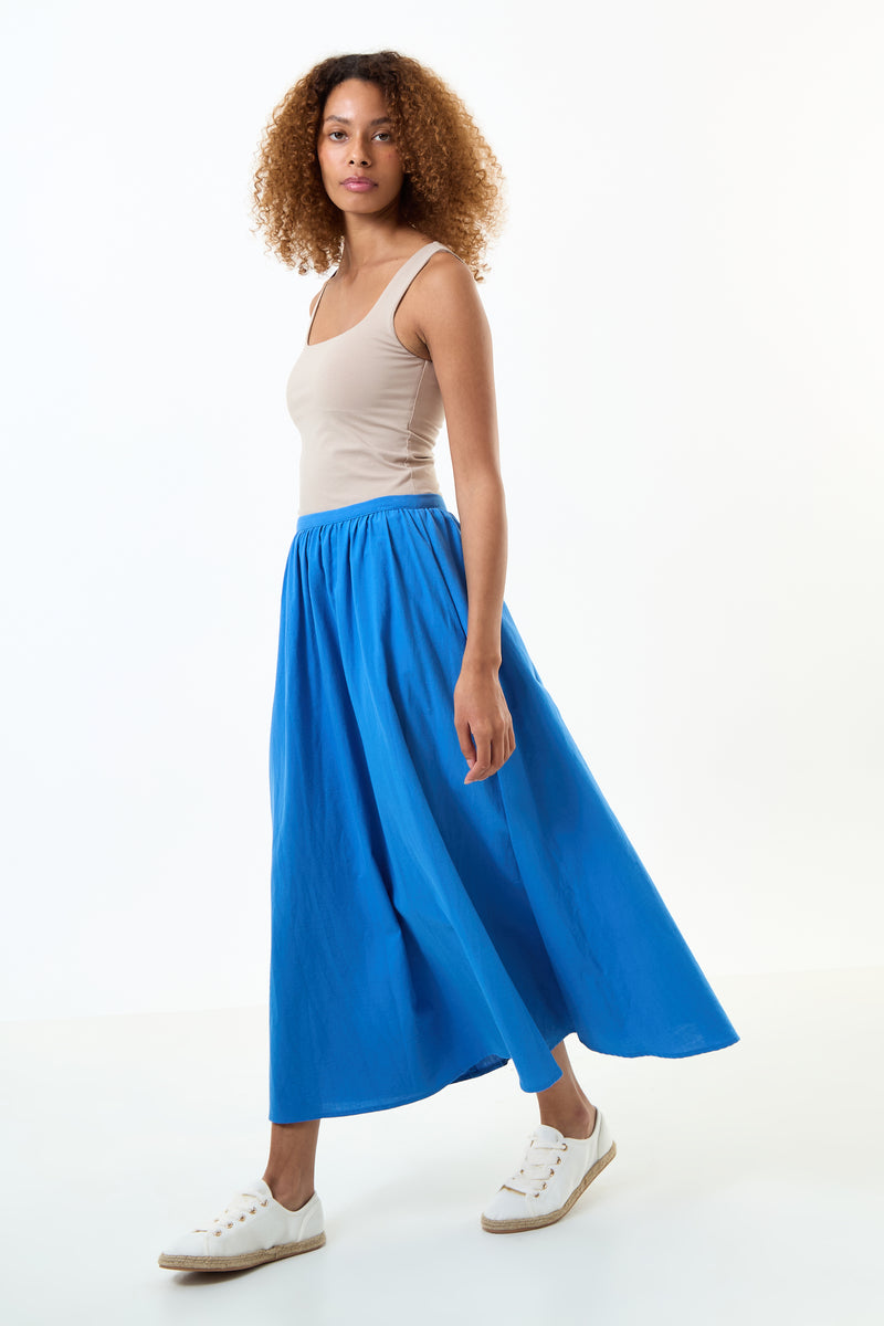 Zoeline Recycled Cotton Midaxi Skirt - Blue - Detail 3