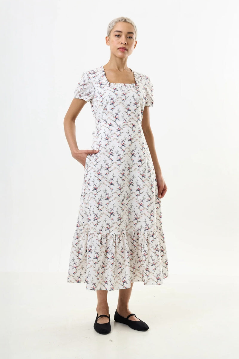 Elois Regency Print Empire Waist Midaxi Dress - Front