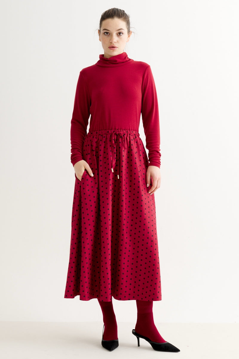 Lyra Spot Dress - Wine