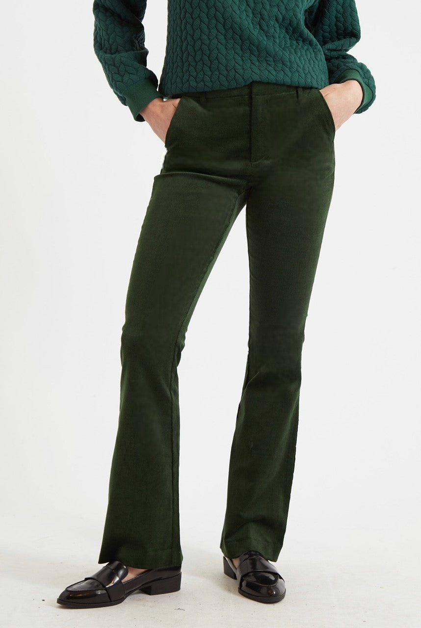 Jayelyn Babycord Flared Trouser - Forest Green