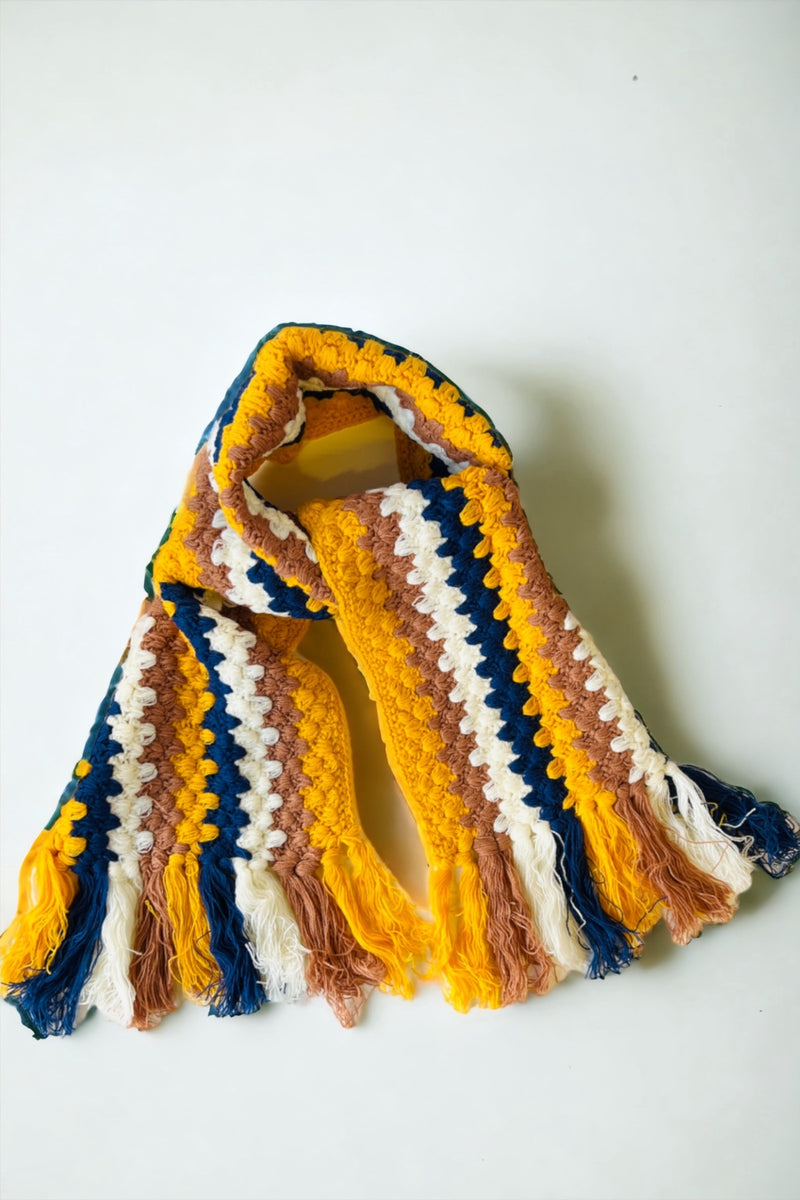 Cami Crochet Striped Scarf - Front