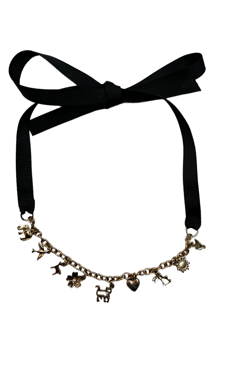 Willow Gold Plated Charm Choker Necklace - Front