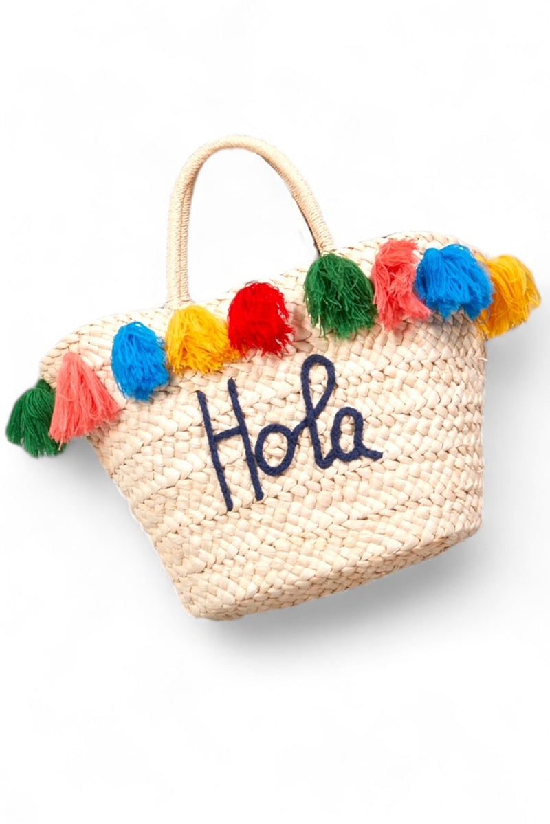 Hola Tassel Straw Bag - Front