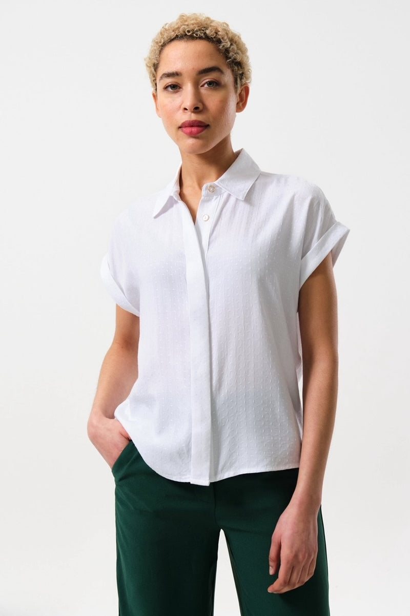 Abinaya Short Sleeved Shirt White - Front