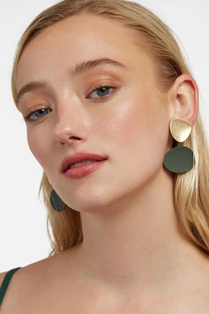 Vanessa Gold and Green Drop Stud Earrings