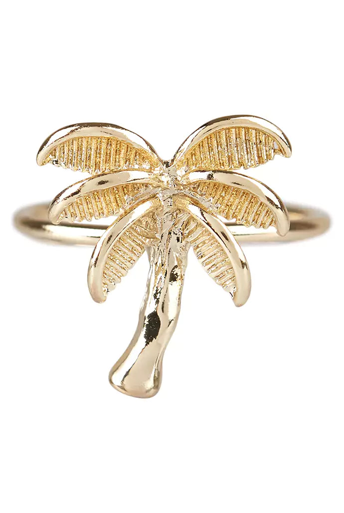 Violet Palm Tree Gold Ring