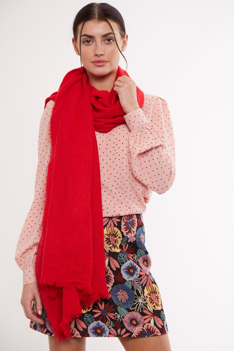 Louche Edie Lightweight Scarf - Red - Front