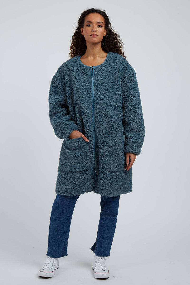 Louche Aldora Coat - Teal - Front