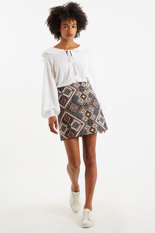 Aubin Tex Mex Jacquard A-Line Mini Skirt