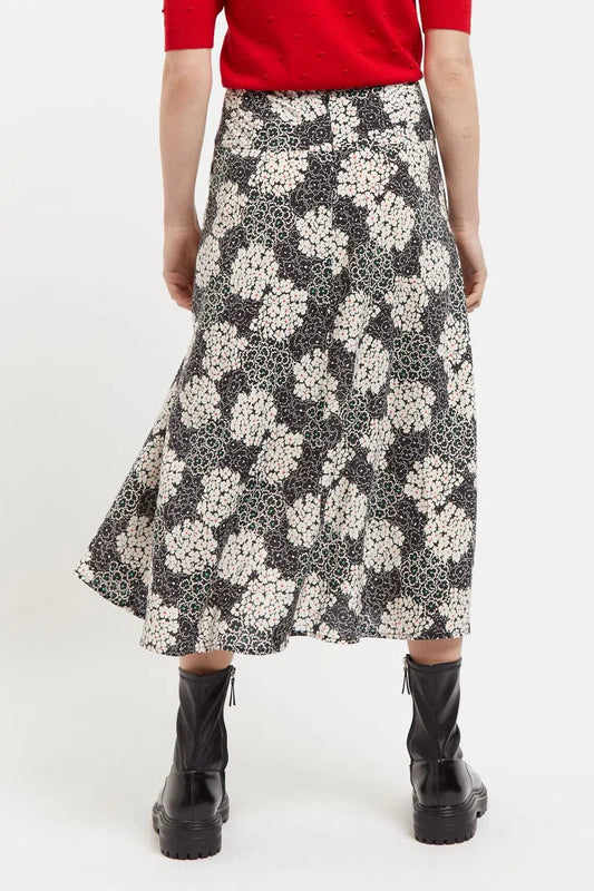 Louche Barney Flower Patch Print Midi Skirt in Black & White