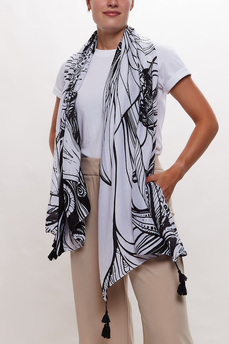 Louche Bee-Utiful Bee Printed Scarf - Front