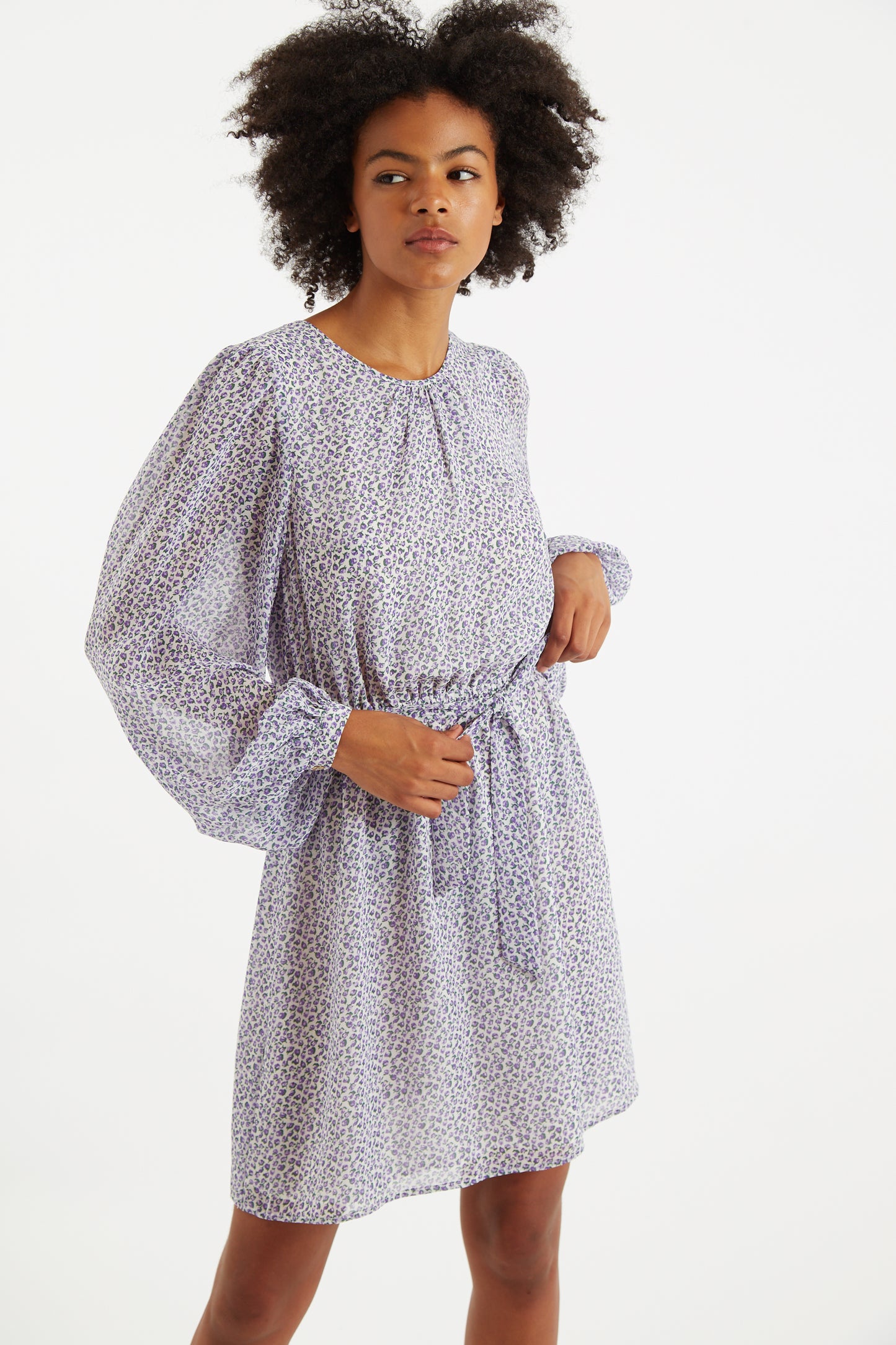 Belynda Rosetta Long Sleeve Mini Dress