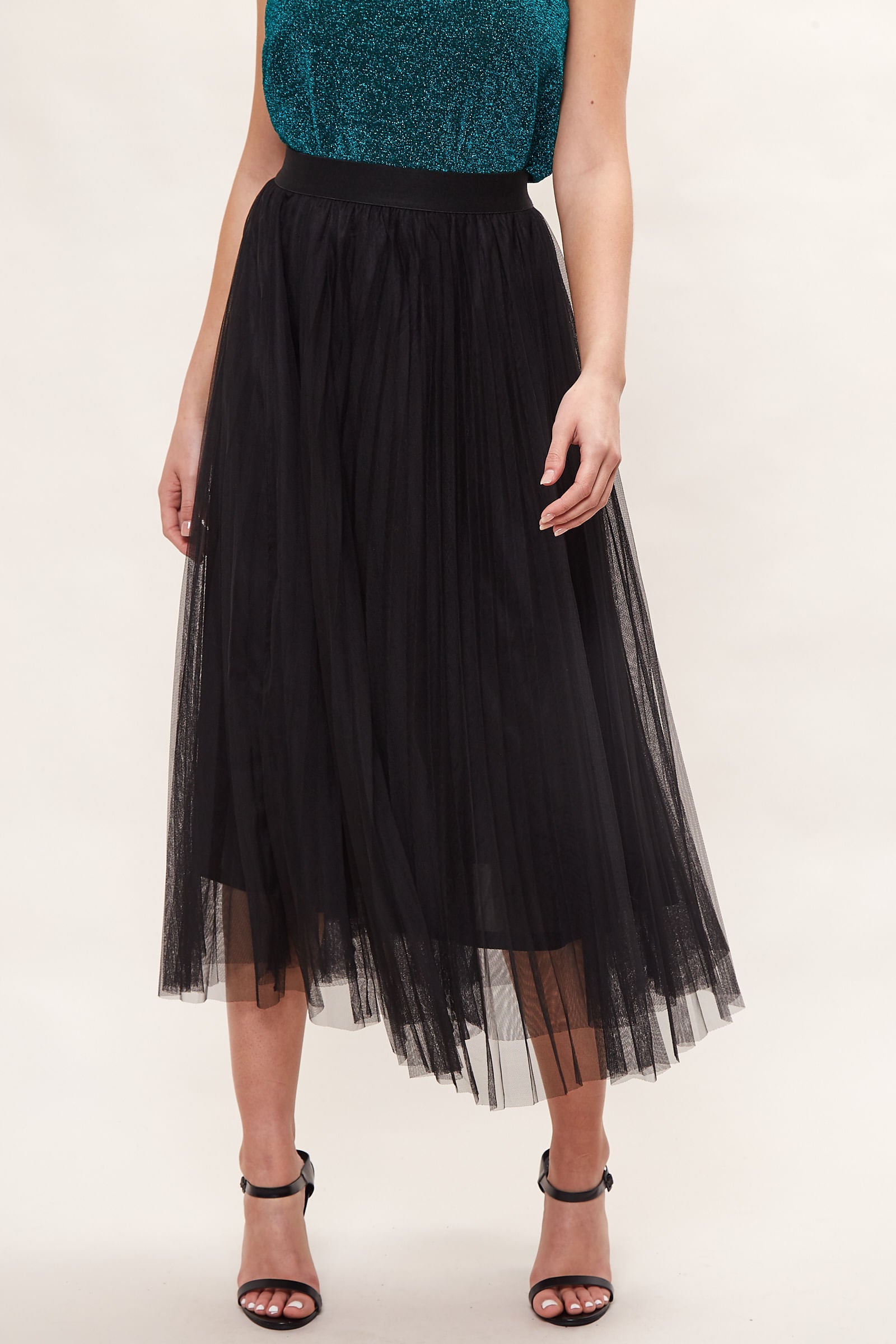 Louche Betula Tulle Midi Skirt in Black