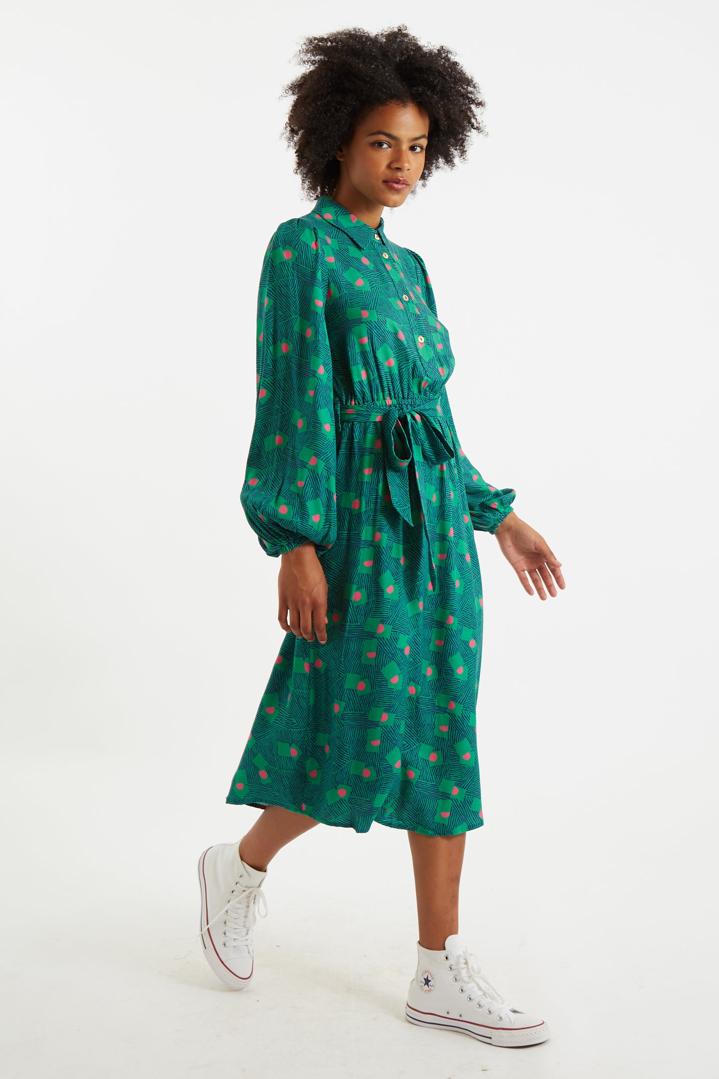 Bron Bauhaus Abstract Print Midi Shirt Dress – Louche