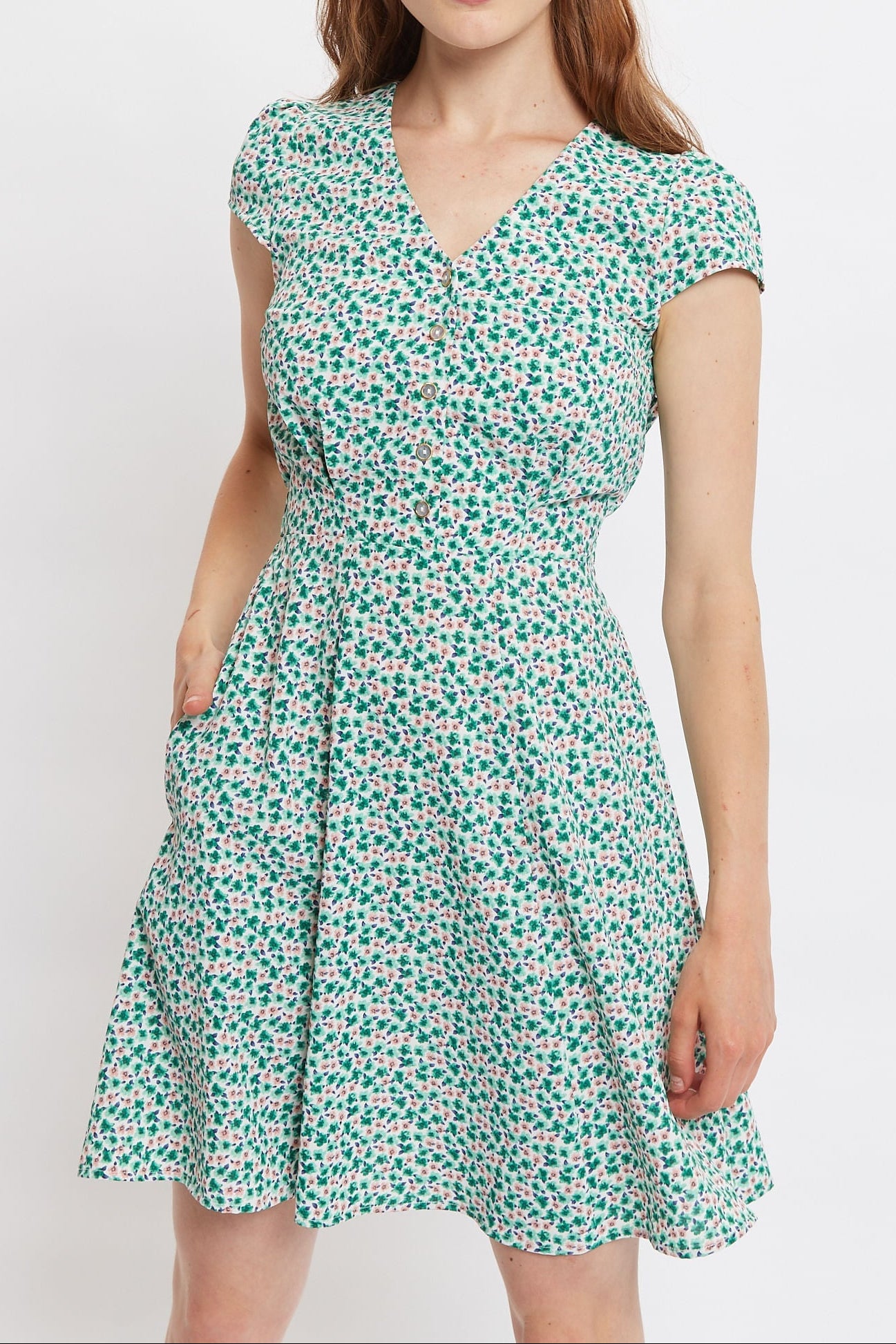 Cathleen Blossom Print Mini Tea Dress