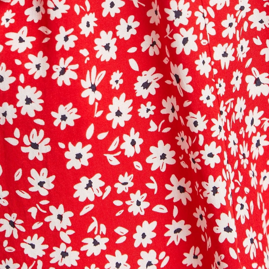 Louche Cathleen Flower Sketch Print Mini Tea Dress - Red