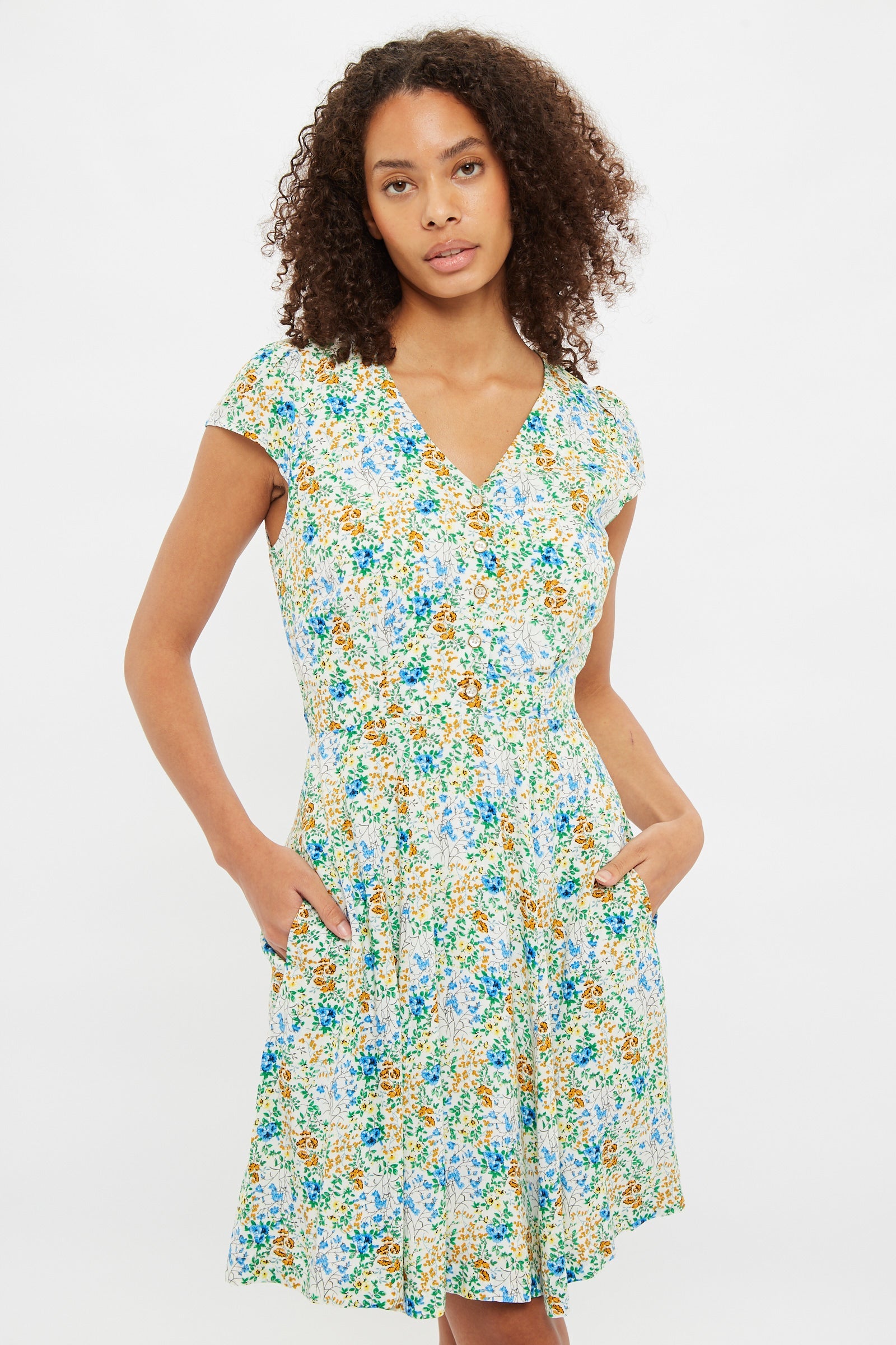Cathleen Mini Flower Show Print Mini Tea Dress