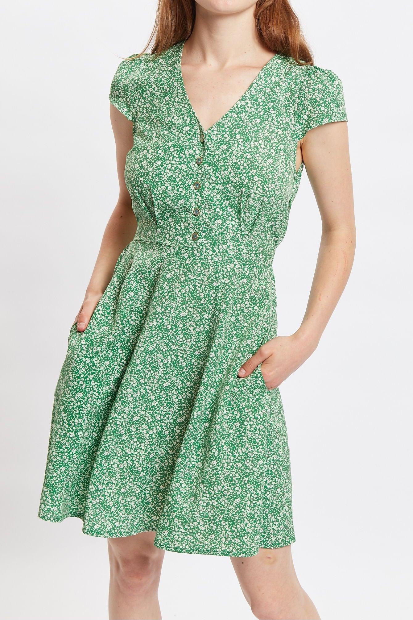 Cathleen Micro Flower Print Mini Tea Dress