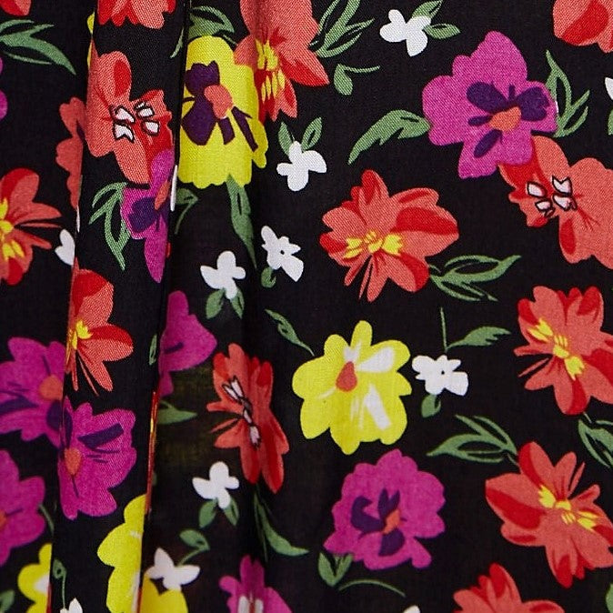 Louche Cathleen Summer Bloom Print Mini Tea Dress - Black