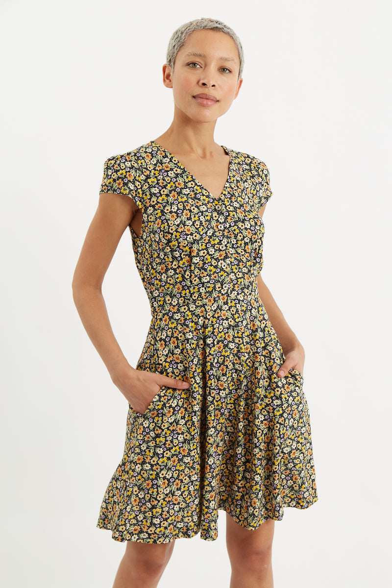 Cathleen Mini Santa Fe Floral Tea Dress - Front