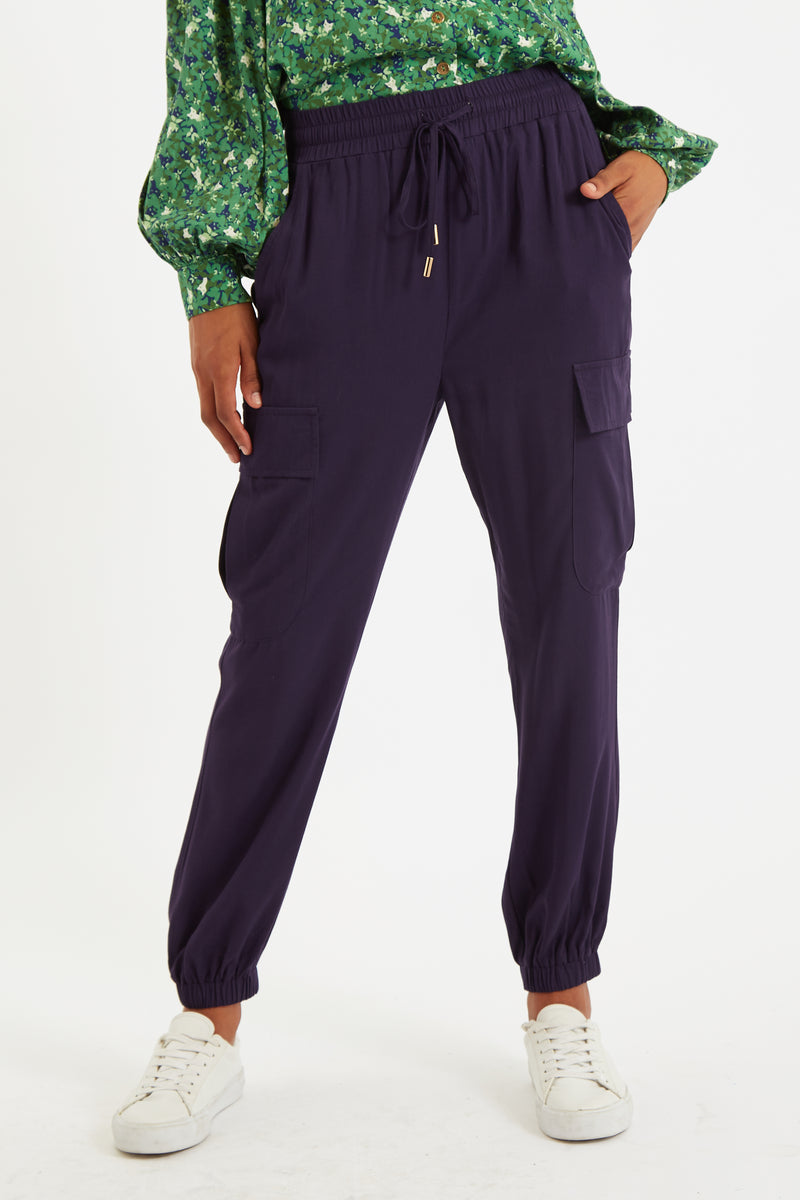 Louche Chava Navy Cargo Trouser - Front