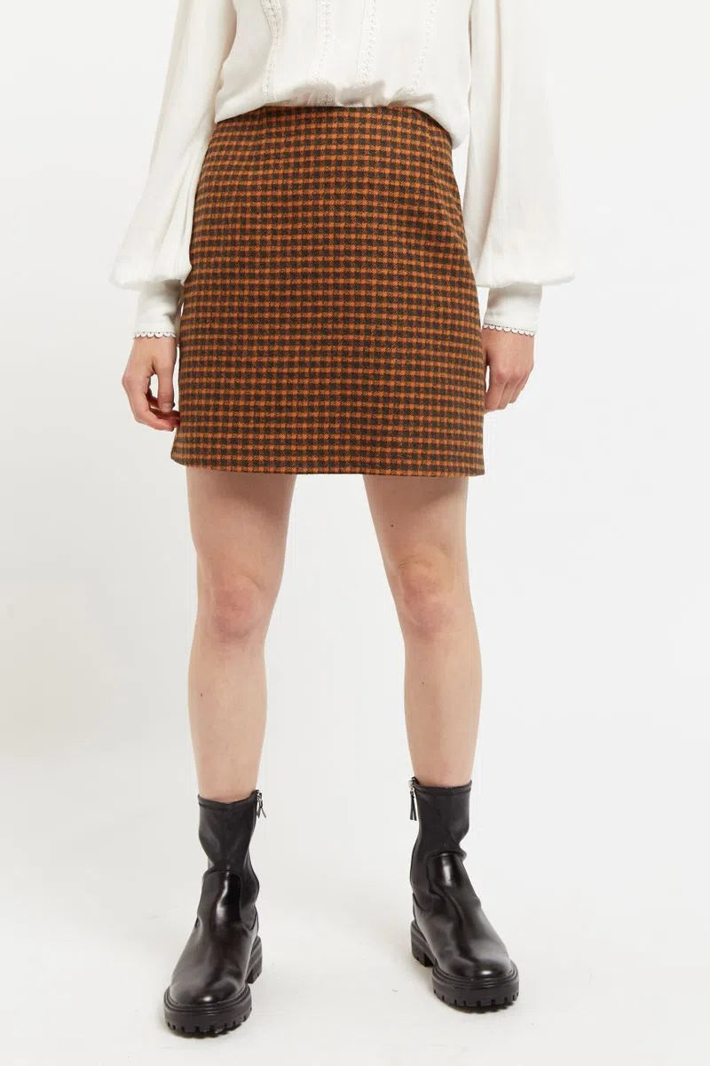 Aubin Cottage Check Line Mini Skirt Ginger