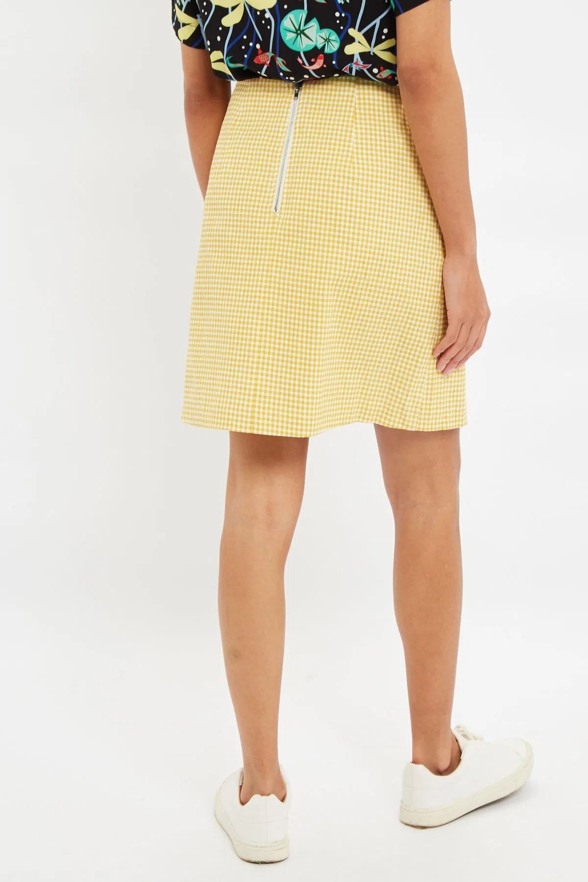 Louche Dylan Summer Gingham Mini Skirt In Yellow