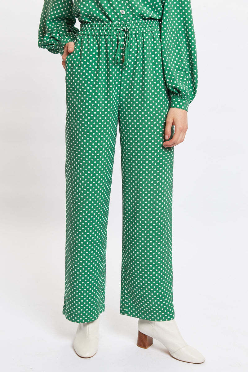 Louche Emmanuella Polka Dot Print Pull On Trouser - Front