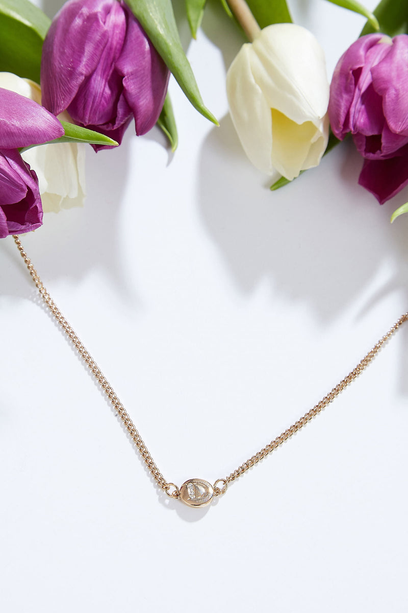 Louche Letter Disc Necklace Gold - Front