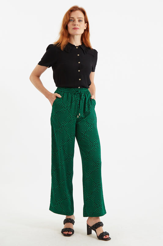 Louche Emmanuella 60s Patchwork Print Pyjama Style Trouser