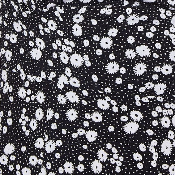 Louche Corina Flower Dot Print Midi Tea Dress - Black