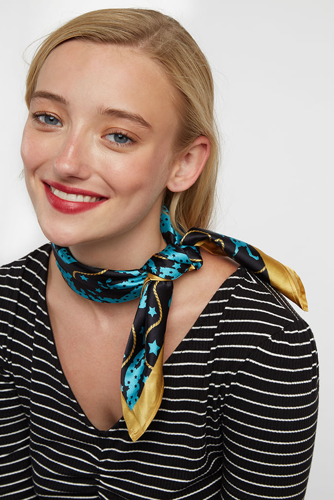 Louche Horse Scarf - Navy - Front