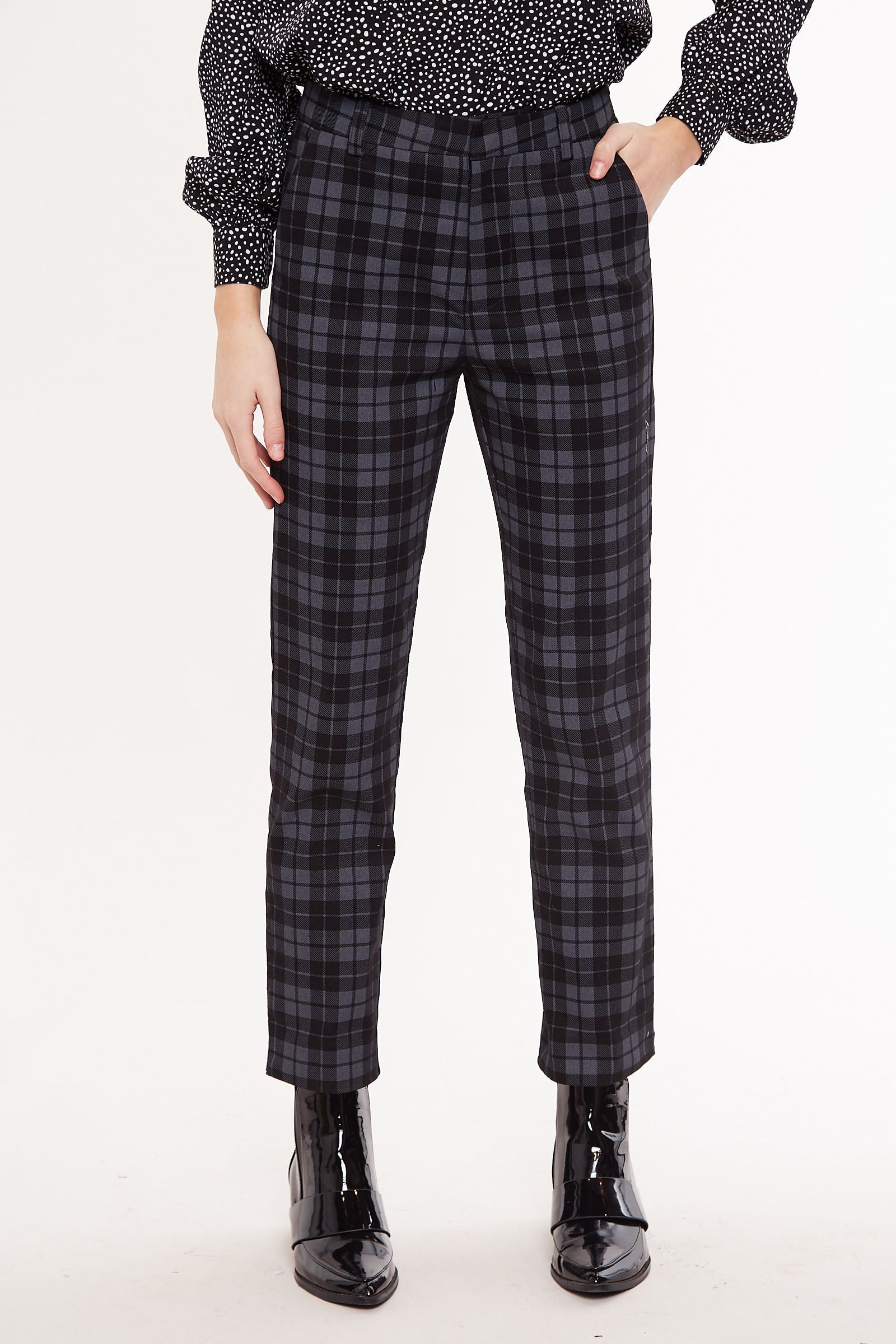 Joele Mono Check Slim Ankle Length Trouser