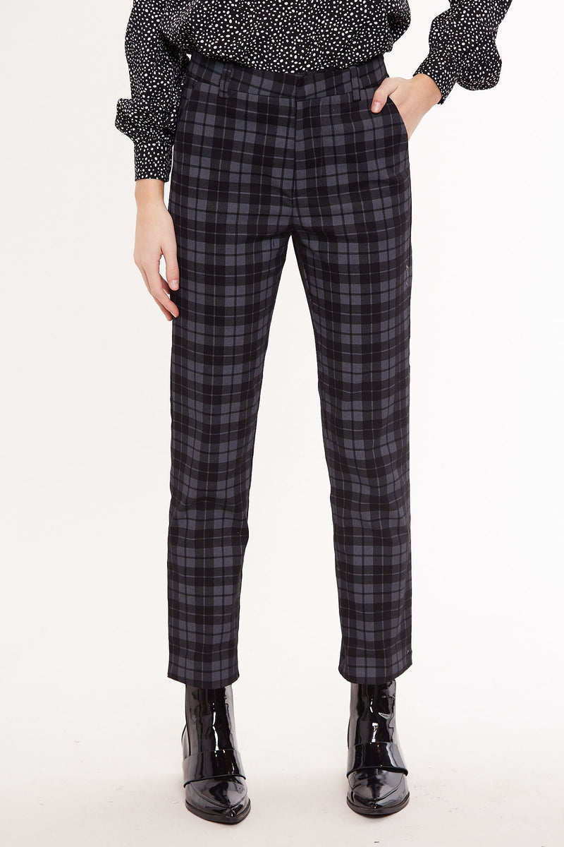 Louche Joele Mono Check Slim Ankle Length Trouser - Front