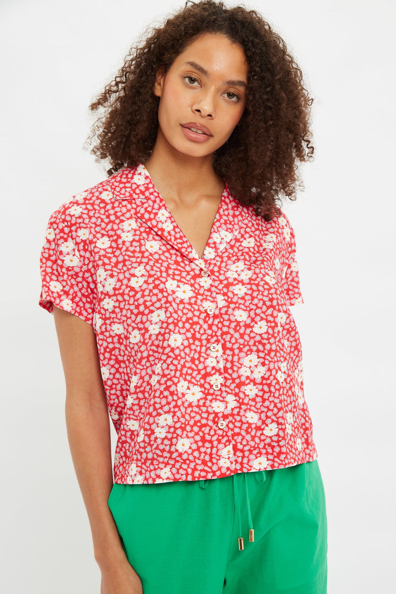 Marika Roaring Daisy Print Bowling Shirt - Front
