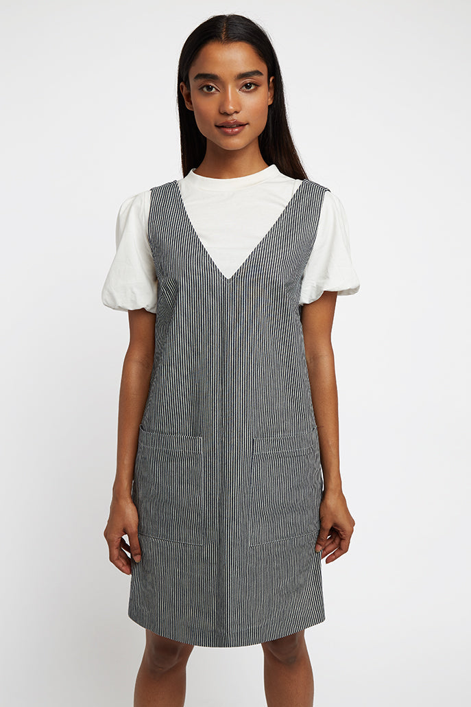 Louche Max Ticking Stripe Mini Dress - Front