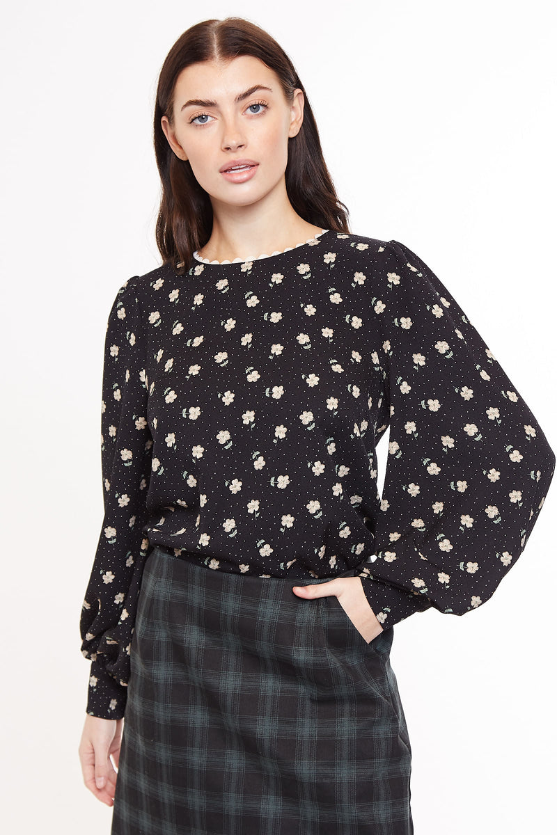 Louche Meissa Anemone Print Long Sleeve Blouse - Front